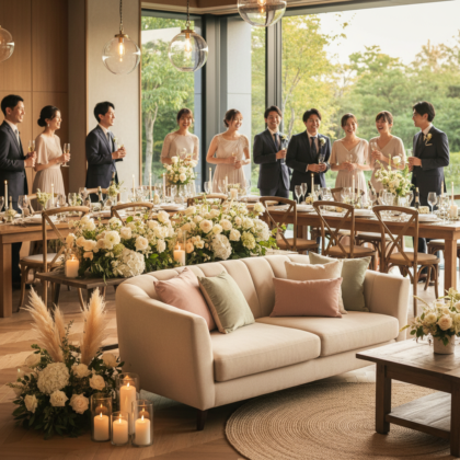 高砂ソファが大人気！ゲストとの距離が縮まるレイアウト術 アイキャッチ