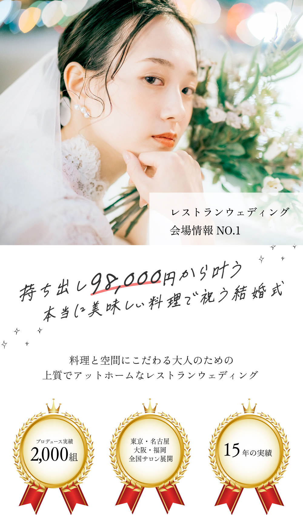 持ち出し98,000円から叶う本当に美味しい料理で祝う結婚式