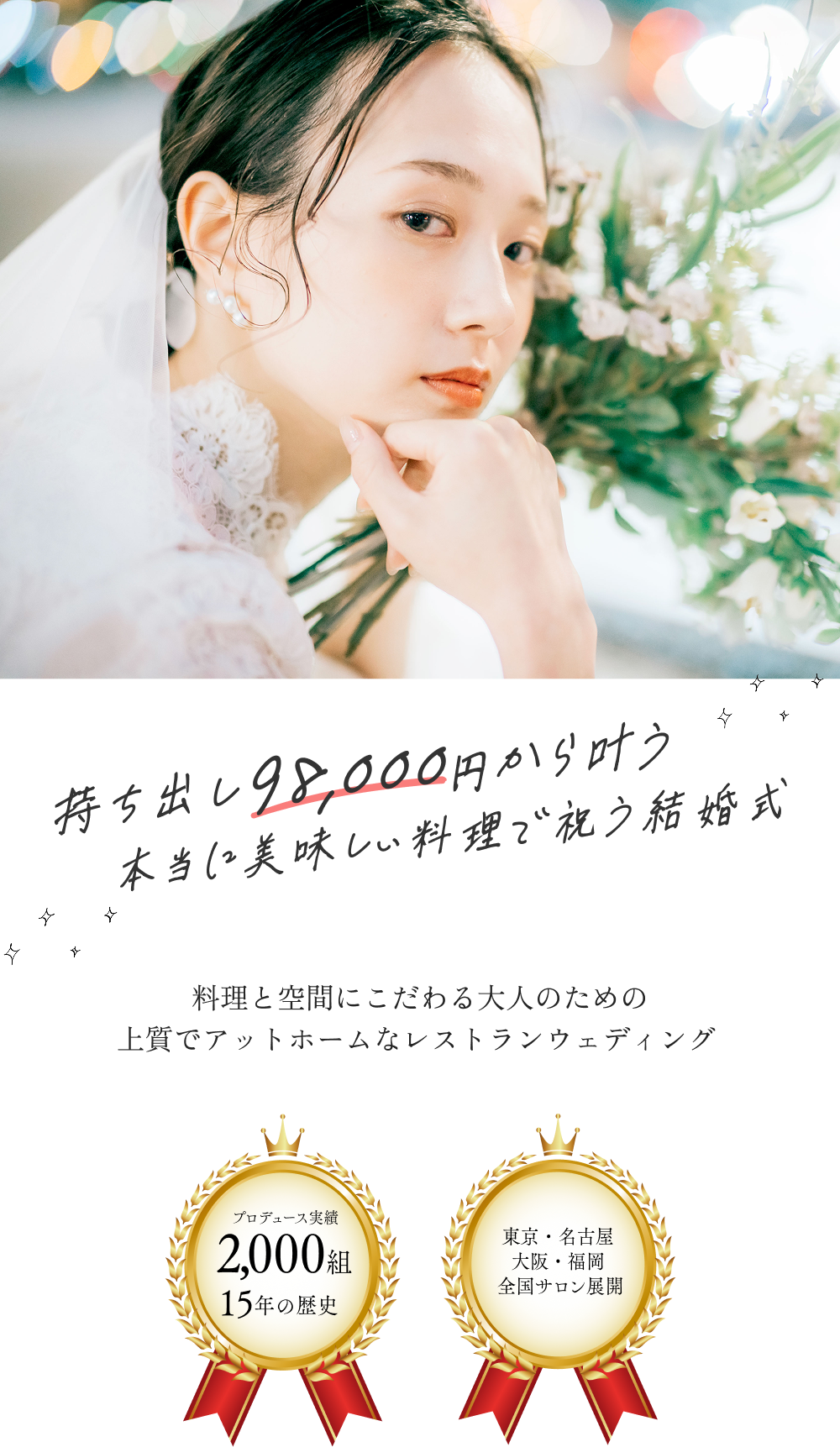 持ち出し98,000円から叶う本当に美味しい料理で祝う結婚式