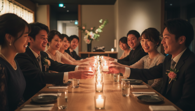 キャンドルリレーからデザートビュッフェへ!夜のレストラン婚演出 - 1