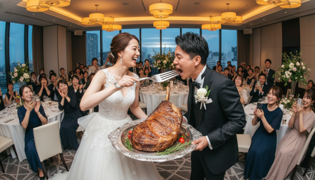 ファーストバイトの変わり種！お肉やピザで行う面白い演出 - 1